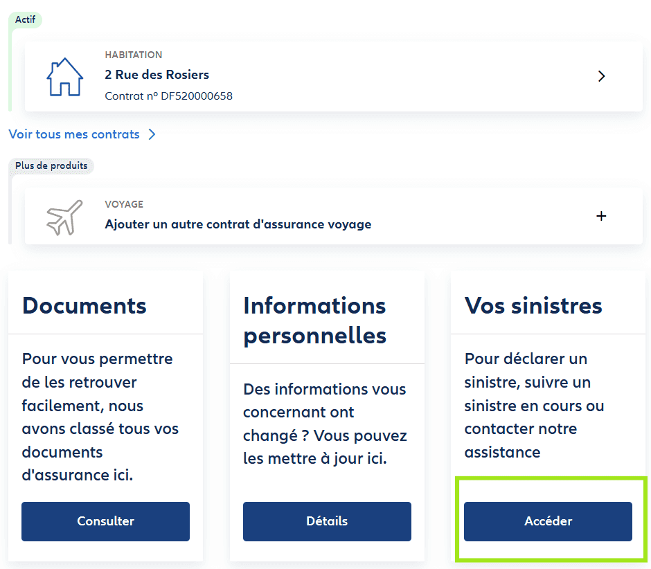 Aide déclarer sinistre