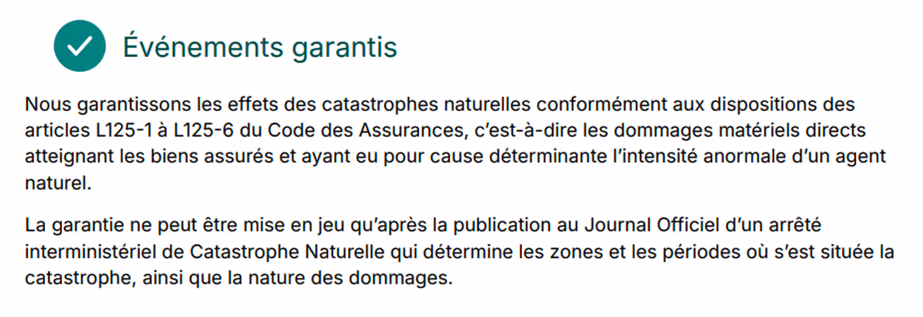 Evènements garantis