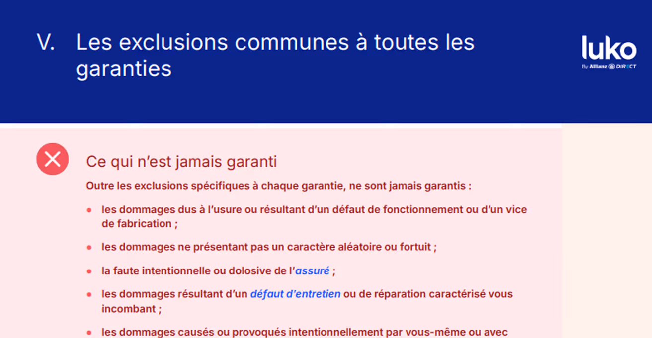 Exclusions communes à toutes les garanties