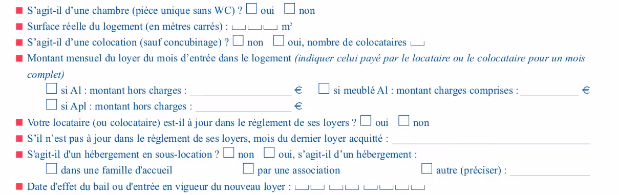 CAF caractéristiques logement montant loyer