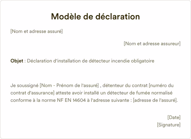Déclaration d'installation de détecteur incendie obligatoire